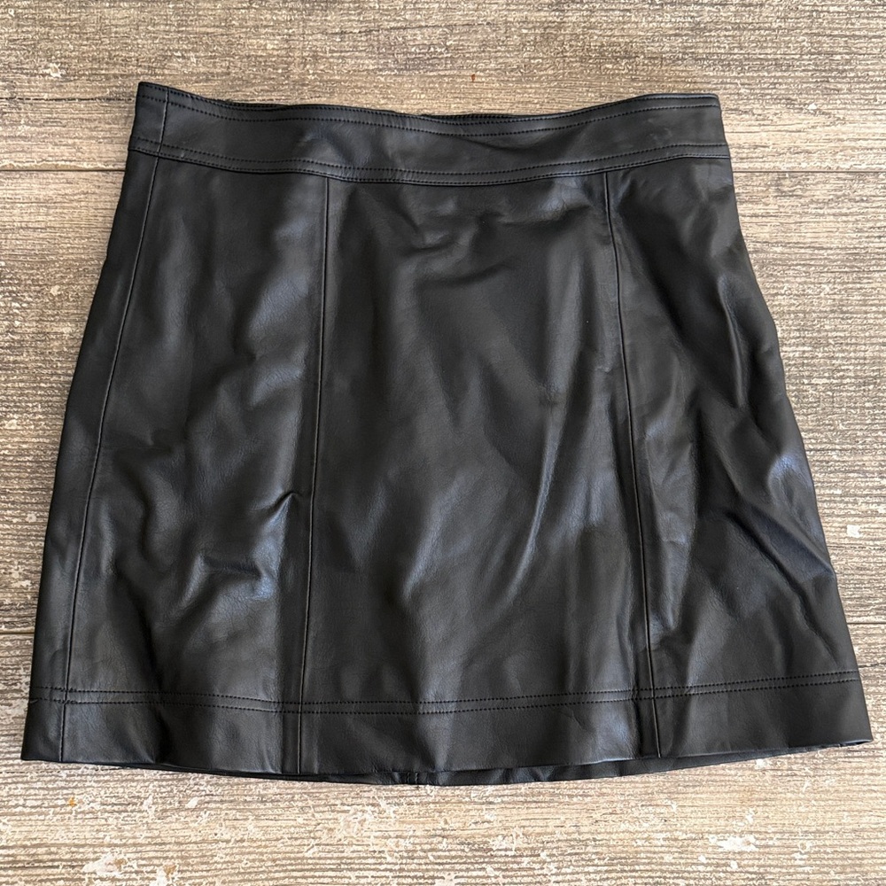 NWT J. Crew black pleather fully lined zipper back mini skirt